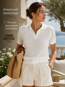 Поло Fine Joyce F612-1582 женское молочное из вискозы