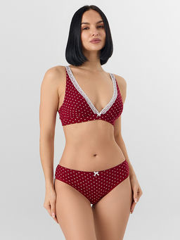 Цена за 2 штуки! Трусы слипы женские красные с принтом в сердечко