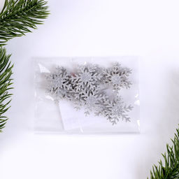 Цена за 2 шт. Набор для декора «Новогодние снежинки», 12 шт., цвет серебро