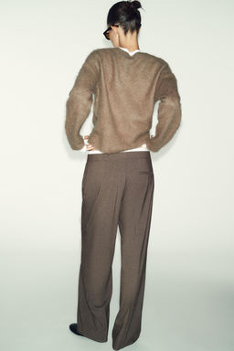 PANTAL?N ANCHO CINTURA DOBLE / Mocha - Zara фото 6