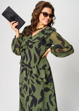 Платье EVA GRANT 7122 принт олива  фото 8