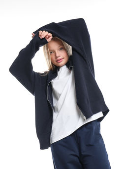 Джемпер оверсайз на молнии для девочки 33-7596 синий