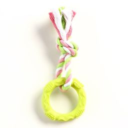 Игрушка жевательная с канатом Кусочек солнца, 8 см, жёлтая - Пижон фото 2