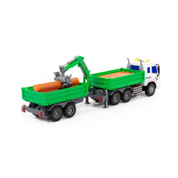 Сити, автомобиль бортовой с манипулятором и прицепом инерционный (со светом и звуком) (зелёный) (в коробке) - Полесье фото 5