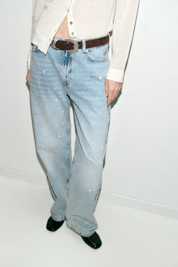 Z1975 LOOSE MID-WAIST PAINT-EFFECT JEANS - Zara фото 5