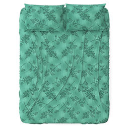 Простыня Евростандарт "Ботаника" мятный 240х220см, поплин 115г/м2, хлопок 100%, упаковка "классическая" ПВХ 28х41см, "Домашняя мода" (Россия)