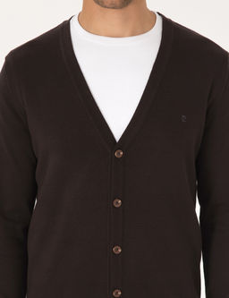 Koyu Kahverengi Slim Fit Basic D__meli Triko H_rka