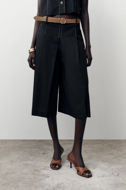 BELTED LONG BERMUDA SHORTS WITH DARTS