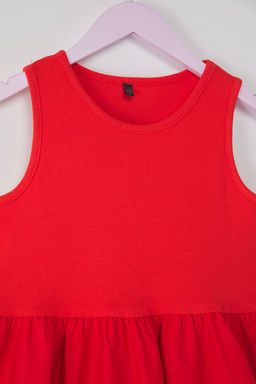 Gul Kurusu K?z Cocuk Pamuklu Basic Kolsuz Balon Etekli Mini Bayraml?k Orme Elbise TKDSS25EL00067 - Trendyolmilla фото 4