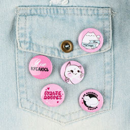 Цена за 10 шт. Значок металлический, закатной Смирись я девушка, 25 мм, МИКС