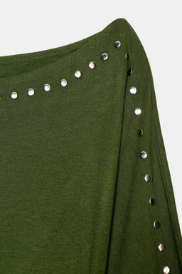 LONG SLEEVE STUDDED T-SHIRT - Zara фото 16