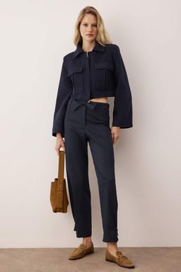 Lacivert Kusakl? Arka Beli Lastikli Kumas Pantolon TWOAW26PL00133