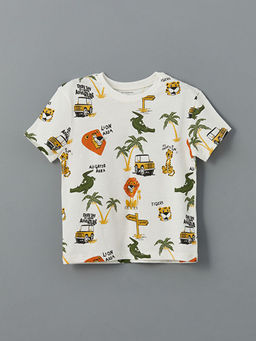 Bisiklet Yaka Bask?l? Erkek ?ocuk Ti??rt