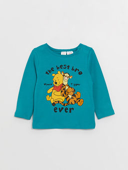 Bisiklet Yaka Uzun Kollu Winnie the Pooh Bask?l? Erkek Bebek Pijama Tak?m? - Waikiki фото 2