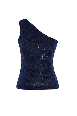 Lacivert Tek Omuz Payet Orme Bluz TPRSS25BZ00009 - Trendyolmilla фото 7