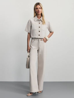 Джинсы wide leg с регулируемым поясом / Zarina