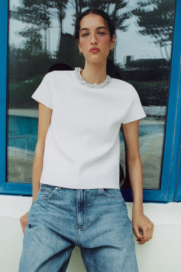 TOP PUNTO ABALORIOS JOYA / Blanco - Zara фото 10