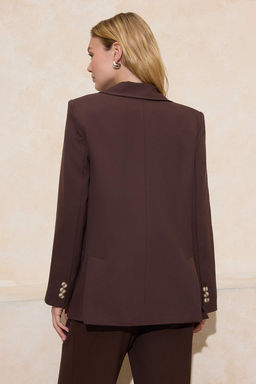 Koyu Kahverengi Regular Astarl? Dokuma Blazer Ceket TWOAW23BC0013