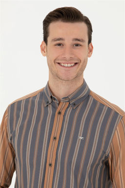 Мужская рубашка антрацитового цвета с длинным рукавом - U.s. polo assn фото 2