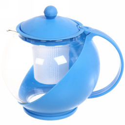 Чайник заварочный стеклянный 1250 мл Комби с пластиковым ситом, микс цветов
