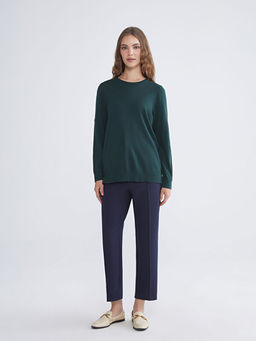 Bisiklet Yaka Kendinden Desenli Kad?n Triko Kazak