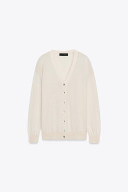 100% WOOL V-NECK CARDIGAN - Zara фото 4
