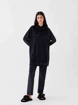 Beli Lastikli D?z Kadife Kad?n Pijama Alt