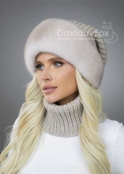 шапка Ника норка трикотаж колотый лед - Davidovfox фото 2