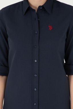 Женская базовая рубашка темно-синего цвета с длинным рукавом - U.s. polo assn фото 12
