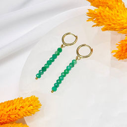 Серьги длинные из зеленого Берилла