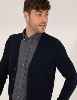 Lacivert Slim Fit Basic D__meli Triko H_rka