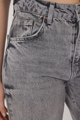 Gri Y?rt?k Detayl? Normal Bel Wide Leg Jeans TWOSS25JE00216 - Trendyolmilla фото 4