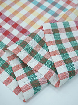 Холст полотенечный Цветная клетка цв.красный/зеленый/бирюзовый, ш.0.5м, лен-30%, хл-70% - Купава фото 5