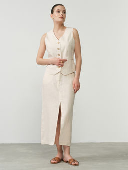 Юбка льняная 630 бежевая