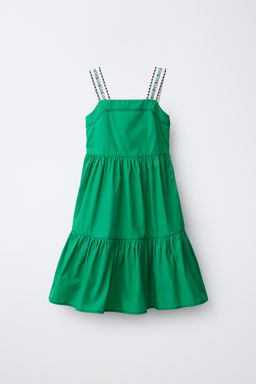 VESTIDO POPEL?N TIRANTES BORDADOS / Verde - Zara фото 3