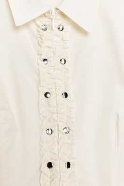 CAMISA POPEL?N VOLANTES TACHAS / Crudo - Zara фото 6