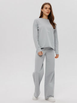 Женский лонгслив из футера 2-х нитки Lingeamo серебристый ВК-25 (61)  фото 3