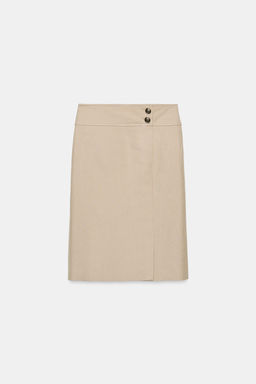 FALDA RECTA RAYAS ZW COLLECTION / Beige - Zara фото 7