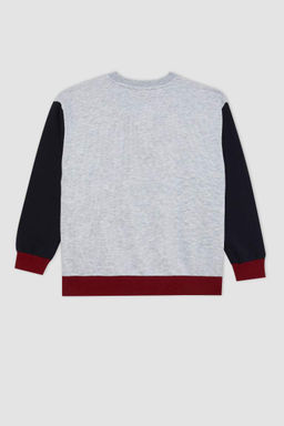 Толстовка оверсайз с круглым вырезом и принтом для мальчиков - Defacto фото 3