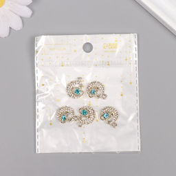 Цена за 5 шт. Декор для творчества металл, стразы «Космический месяц», золото, 1.8×1.4×0.5 см