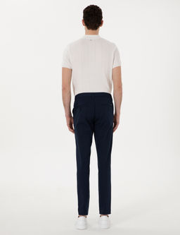 Lacivert Slim Fit Beli Lastikli Kanvas Pantolon
