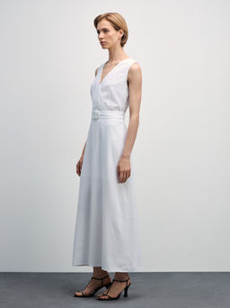 Платье миди изо льна с поясом / Zarina фото 2