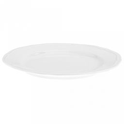 "Совершенство" Тарелка мелкая фарфоровая д190мм h19мм, белый, рельефный декор, волнистый край (Китай)