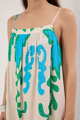 Mavi Tropikal Duz Kesim Maxi Dokuma Elbise TWOSS25EL00578 - Trendyolmilla фото 3