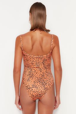 TRENDYOLMILLA Leopar Desenli V Yaka Baglamal? Normal Paca Mayo TBESS23MA00235 фото 6