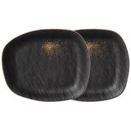 НАБОР ТАРЕЛОК ЗАКУСОЧНЫХ BRONCO MIDNIGHT GOLD 2 ШТ. 22*18.5*3 СМ (КОР=12НАБ.)