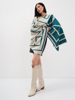 В составе шерсть и кашемир! теплый двусторонний палантин