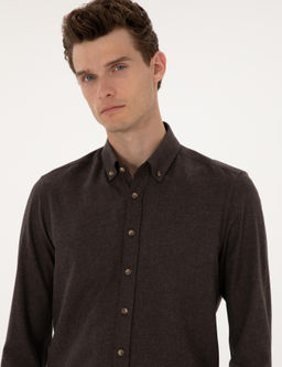 Kahverengi Flanel Dokulu Slim Fit Uzun Kollu G_mlek - Pierre cardin фото 2