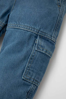 Джинсовые брюки карго для маленьких мальчиков с эластичной окантовкой - Defacto фото 3