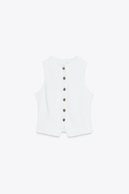 Z1975 DENIM WAISTCOAT WITH GOLD BUTTON - Zara фото 24